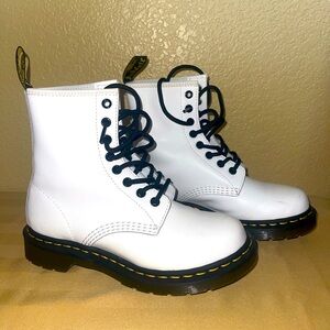 Dr. Martens White Leather Lace Up Boot